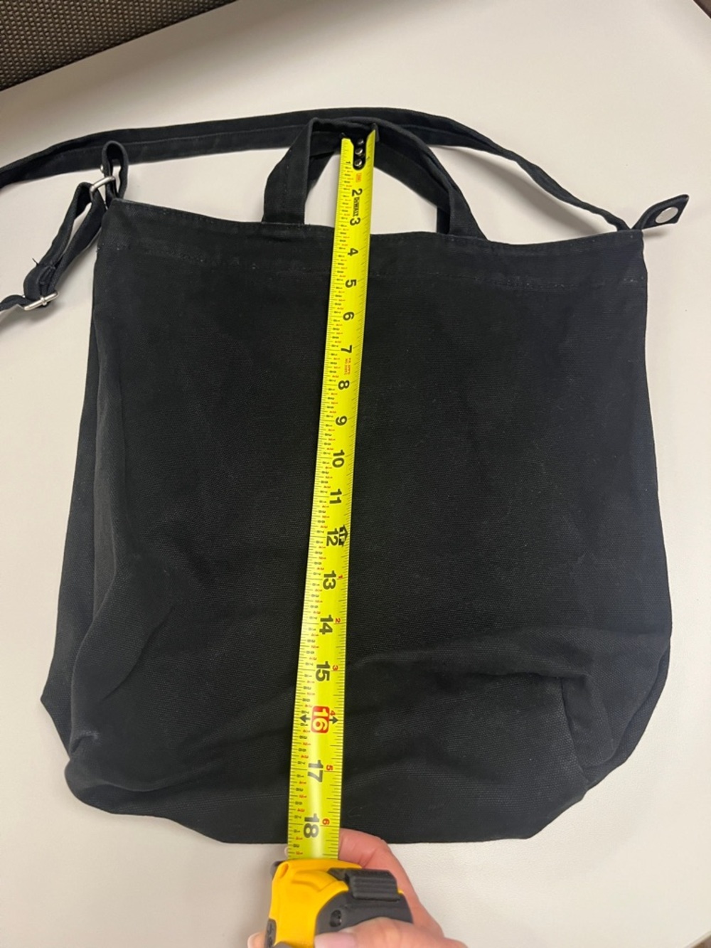 BAGGU Black Canvas Cotton Tote with Adjustable & handles- Strap - Picture 2 of 11
